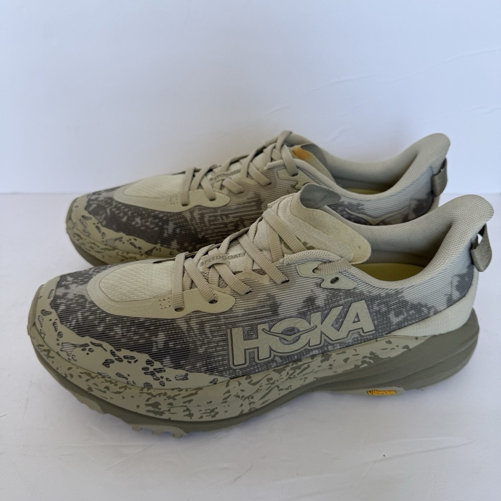HOKA Speedgoat 6 Men's Size 8D Trail Running Shoes Gray Beige Vibram 1147791
